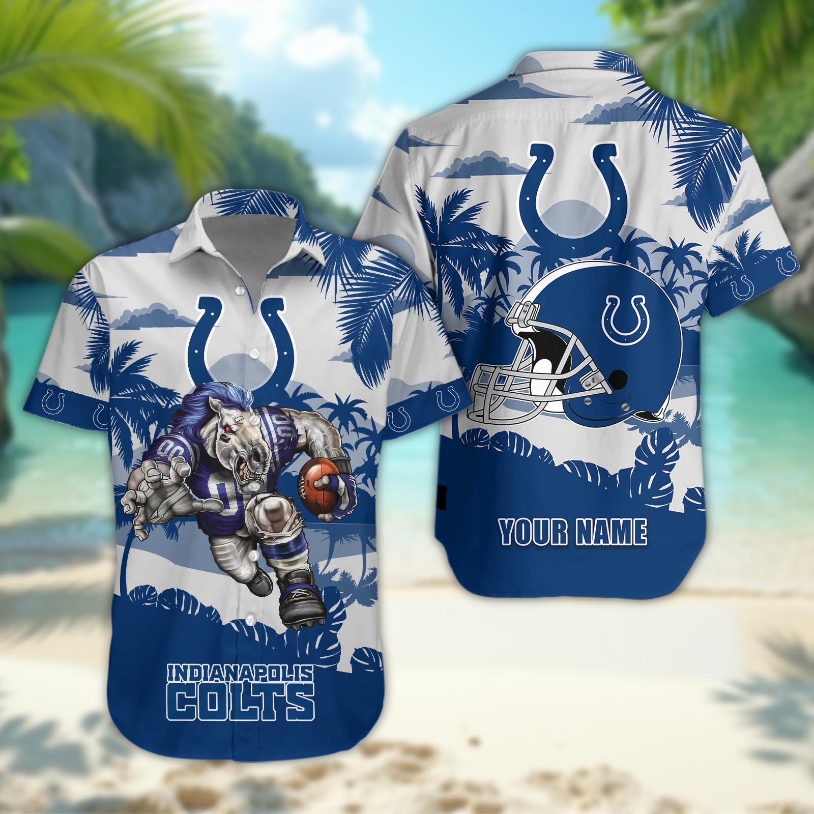 Indianapolis Colts Personalized Hawaiian Shirt ??Custom Name Indianapolis Colts Personalized Hawaiian Shirt ??Custom Name