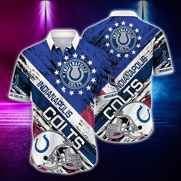 Indianapolis Colts US Flag NFL Football Team Hawaiian Shirt Indianapolis Colts US Flag NFL Football Team Hawaiian Shirt