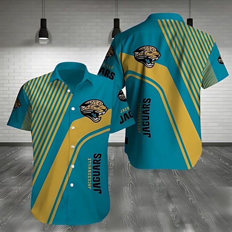 Jacksonville Jaguars Game Day Stripes Hawaiian Shirt Jacksonville Jaguars Game Day Stripes Hawaiian Shirt