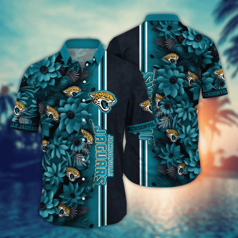Jacksonville Jaguars Midnight Floral Hawaiian Shirt Jacksonville Jaguars Midnight Floral Hawaiian Shirt