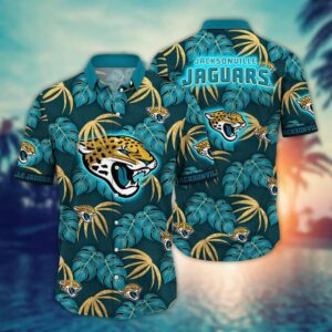 Jacksonville Jaguars Palm Tree Leaves NFL Football Team Hawaiian Shirt