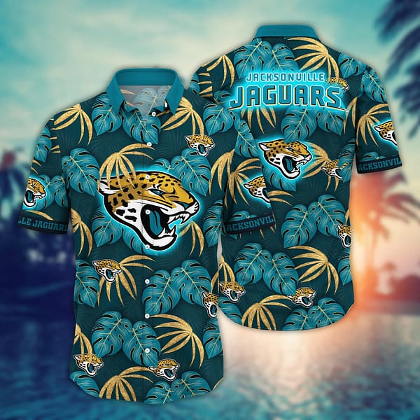 Jacksonville Jaguars Palm Tree Leaves NFL Football Team Hawaiian Shirt Jacksonville Jaguars Palm Tree Leaves NFL Football Team Hawaiian Shirt