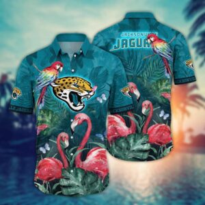 Jacksonville Jaguars Pink Flamingo NFL Football Team Hawaiian Shirt
