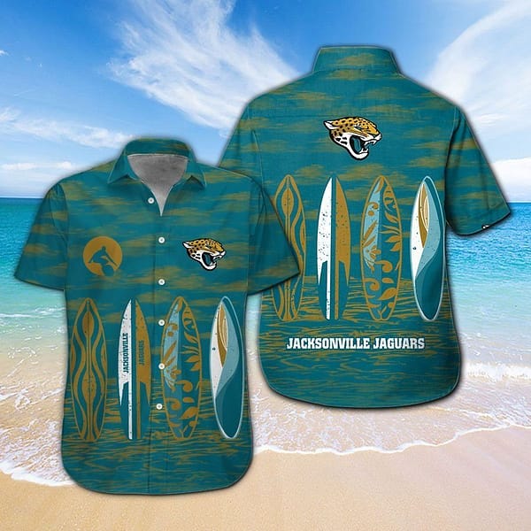 Jacksonville Jaguars Surfing NFL Football Team Hawaiian Shirt Jacksonville Jaguars Surfing NFL Football Team Hawaiian Shirt