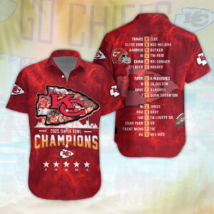 Kansas City Chiefs 2025 Super Bowls Champions NFL Football Team Hawaiian Shirt