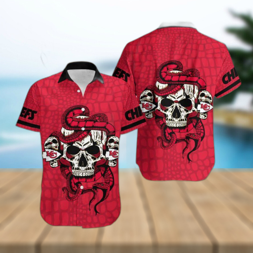 Kansas City Chiefs Skull and Snake NFL Football Team Hawaiian Shirt Kansas City Chiefs Skull and Snake NFL Football Team Hawaiian Shirt