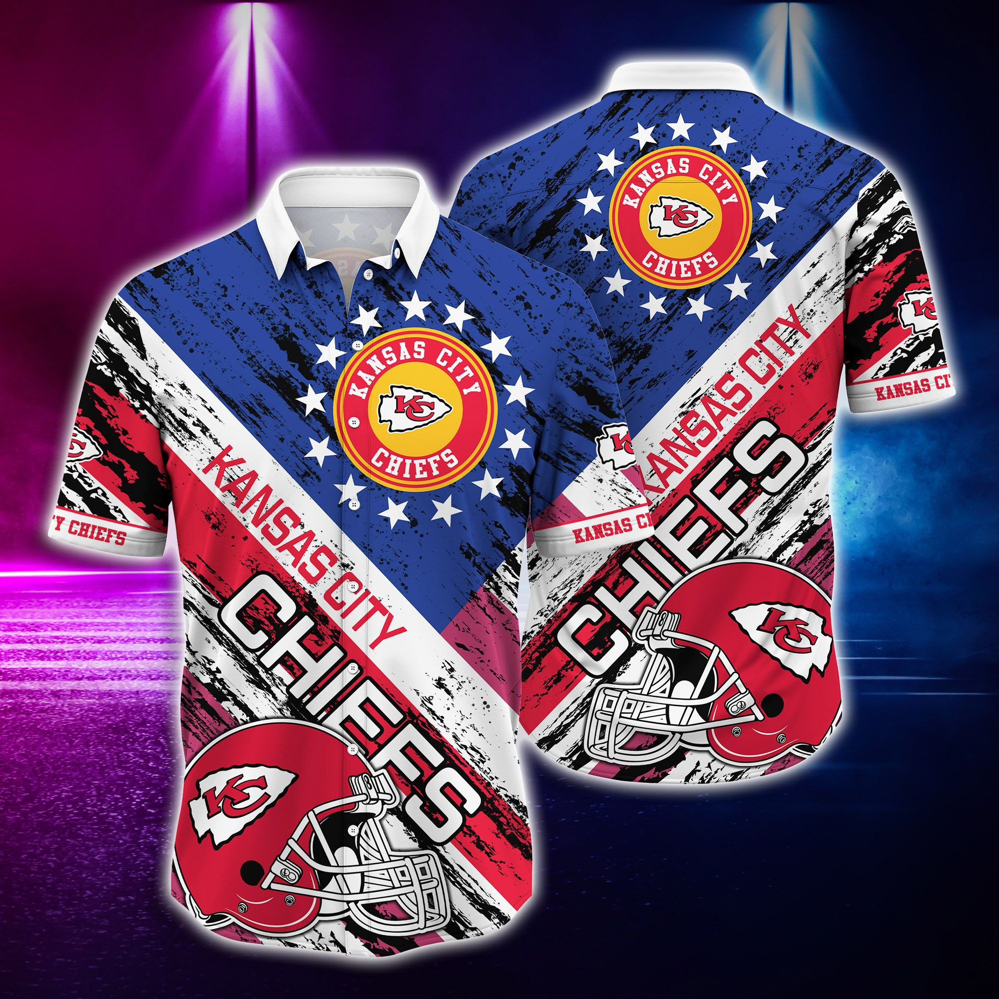 Kansas City Chiefs US Flag NFL Football Team Hawaiian Shirt Kansas City Chiefs US Flag NFL Football Team Hawaiian Shirt