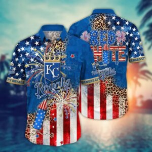 Kansas City Royals Fireworks and Stars Hawaiian Shirt