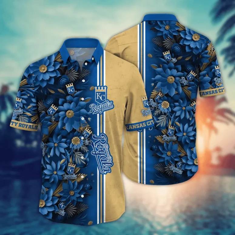 Kansas City Royals Tropical Floral Fusion Hawaiian Shirt Kansas City Royals Tropical Floral Fusion Hawaiian Shirt