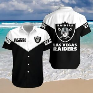 Las Vegas Raiders Bold Black and White Hawaiian Shirt