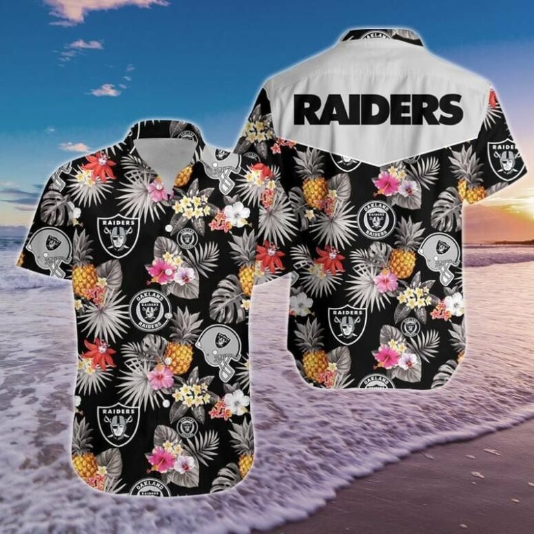 Las Vegas Raiders Floral Paradise Hawaiian Shirt Las Vegas Raiders Floral Paradise Hawaiian Shirt