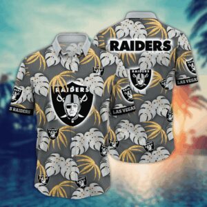 Las Vegas Raiders Palm Tree Leaves NFL Football Team Hawaiian Shirt
