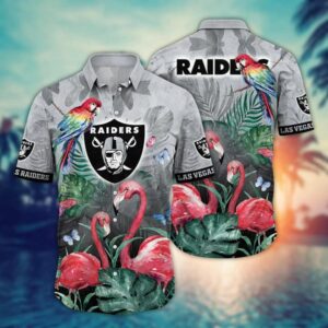 Las Vegas Raiders Pink Flamingo NFL Football Team Hawaiian Shirt