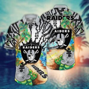 Las Vegas Raiders Seashore NFL Football Team Hawaiian Shirt
