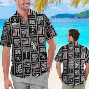 Las Vegas Raiders Square Pattern NFL Football Team Hawaiian Shirt