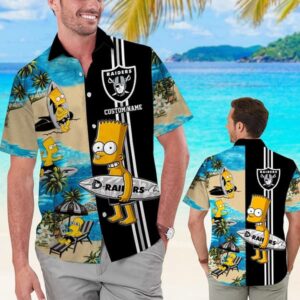 Las Vegas Raiders The Simpsons Custom Name NFL Football Team Hawaiian Shirt