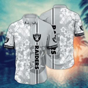 Las Vegas Raiders White Hibiscus NFL Football Team Hawaiian Shirt