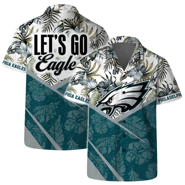 Let's Go Philadelphia Eagles Team Logo Pattern Hawaiian Shirt Let's Go Philadelphia Eagles Team Logo Pattern Hawaiian Shirt