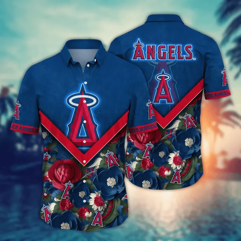 Los Angeles Angels Floral Vibe Hawaiian Shirt Los Angeles Angels Floral Vibe Hawaiian Shirt