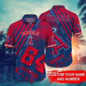 Los Angeles Angels Personalized Stripe Hawaiian Shirt