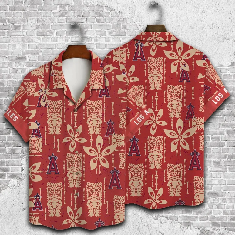Los Angeles Angels Tiki Tribal Hawaiian Shirt Los Angeles Angels Tiki Tribal Hawaiian Shirt