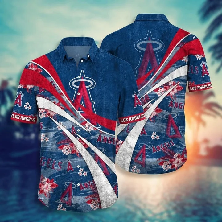 Los Angeles Angels Wave Bloom Hawaiian Shirt Los Angeles Angels Wave Bloom Hawaiian Shirt