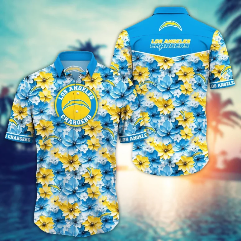 Los Angeles Chargers Floral Paradise Hawaiian Shirt Los Angeles Chargers Floral Paradise Hawaiian Shirt