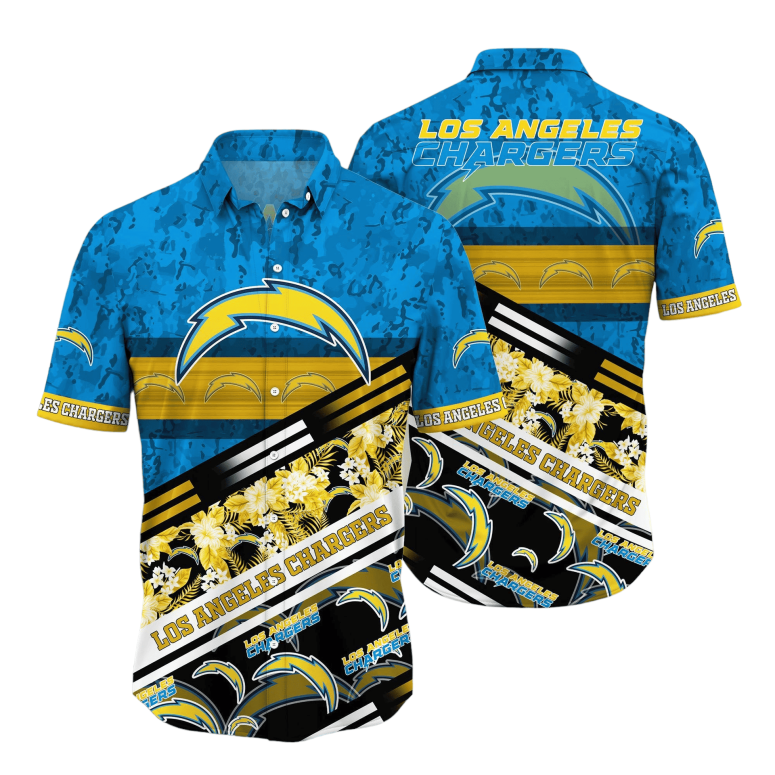 Los Angeles Chargers Floral Storm Hawaiian Shirt Los Angeles Chargers Floral Storm Hawaiian Shirt