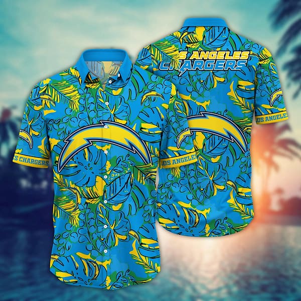 Los Angeles Chargers Rainforest NFL Football Team Hawaiian Shirt Los Angeles Chargers Rainforest NFL Football Team Hawaiian Shirt