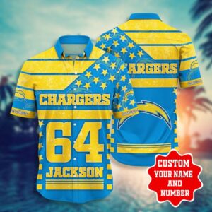 Los Angeles Chargers Star Stripes Personalized Hawaiian Shirt