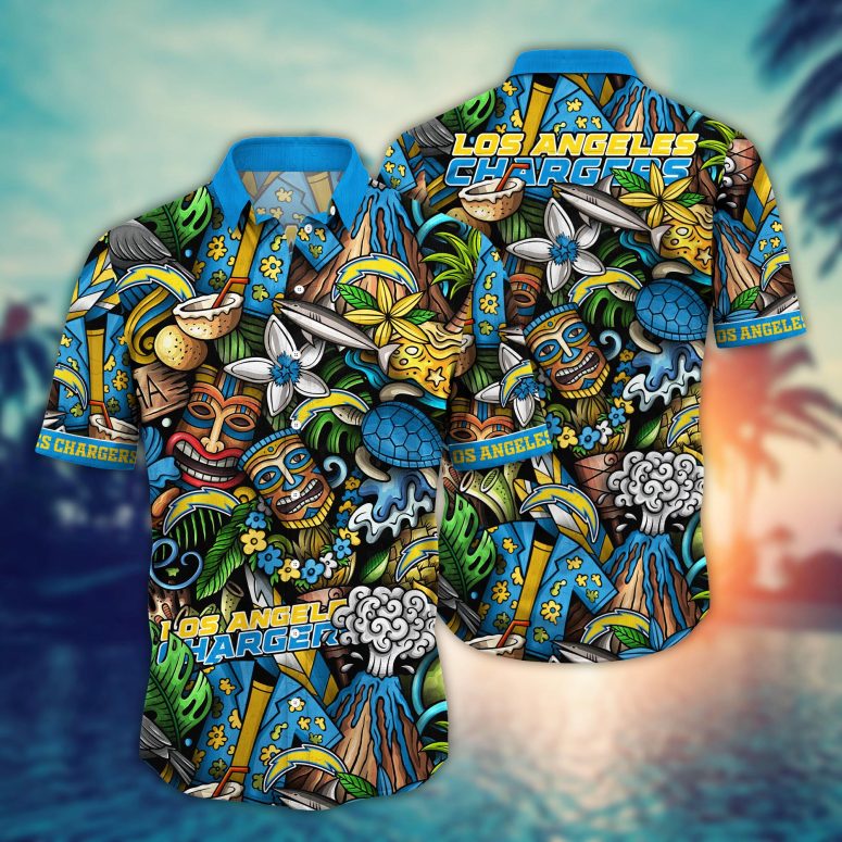 Los Angeles Chargers Tiki Island Hawaiian Shirt Los Angeles Chargers Tiki Island Hawaiian Shirt