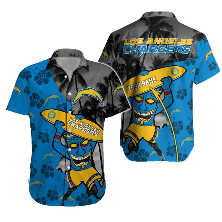 Los Angeles Chargers Tiki Surf Hawaiian Shirt Los Angeles Chargers Tiki Surf Hawaiian Shirt