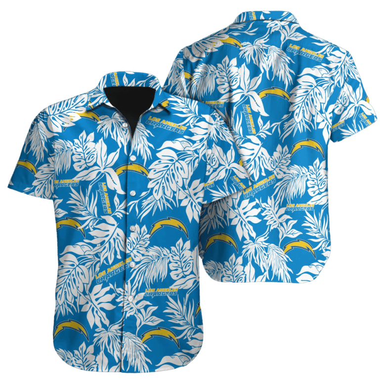 Los Angeles Chargers Tropical Leaf Hawaiian Shirt Los Angeles Chargers Tropical Leaf Hawaiian Shirt