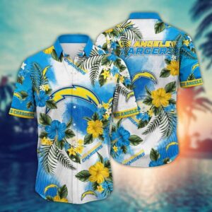 Los Angeles Chargers Yellow Hibiscus NFL Football Team Hawaiian Shirt