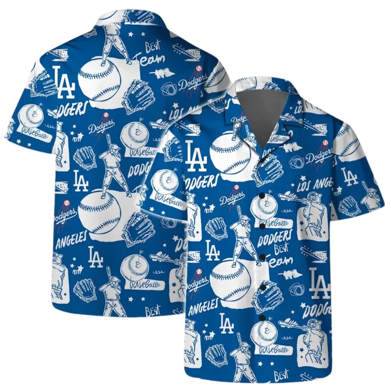Los Angeles Dodgers Baseball Doodle Hawaiian Shirt Los Angeles Dodgers Baseball Doodle Hawaiian Shirt