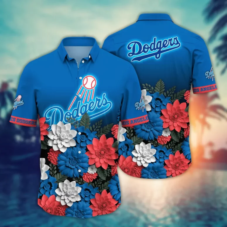 Los Angeles Dodgers Bold Floral Hawaiian Shirt Los Angeles Dodgers Bold Floral Hawaiian Shirt