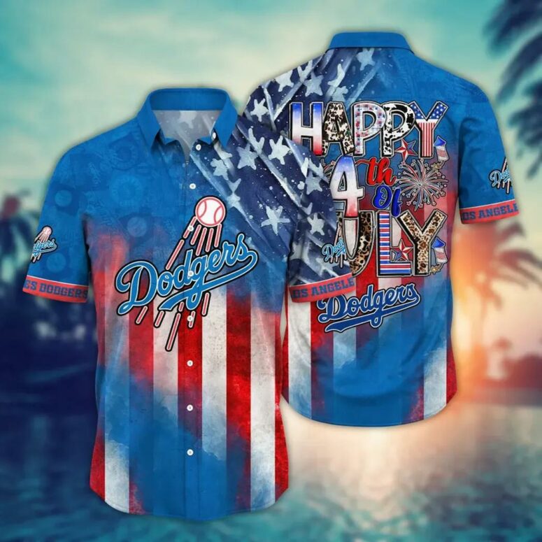 Los Angeles Dodgers Happy 4th of July Hawaiian Shirt Los Angeles Dodgers Happy 4th of July Hawaiian Shirt