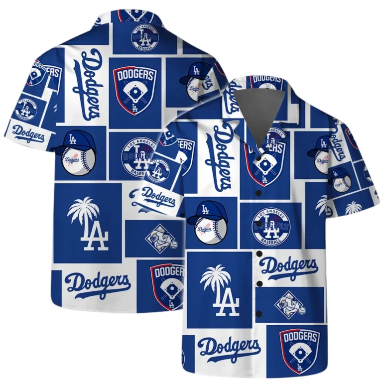 Los Angeles Dodgers Icon Block Hawaiian Shirt Los Angeles Dodgers Icon Block Hawaiian Shirt