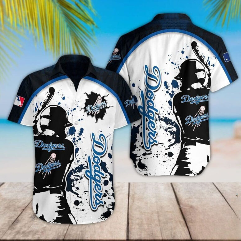 Los Angeles Dodgers Splatter Baseball Hawaiian Shirt Los Angeles Dodgers Splatter Baseball Hawaiian Shirt