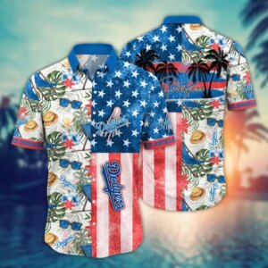 Los Angeles Dodgers Tropical Stars Stripes Hawaiian Shirt
