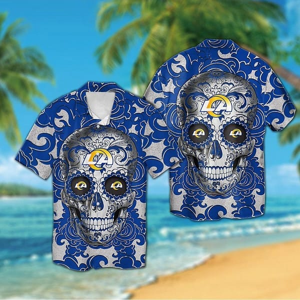 Los Angeles Rams Calavera NFL Football Team Hawaiian Shirt Los Angeles Rams Calavera NFL Football Team Hawaiian Shirt
