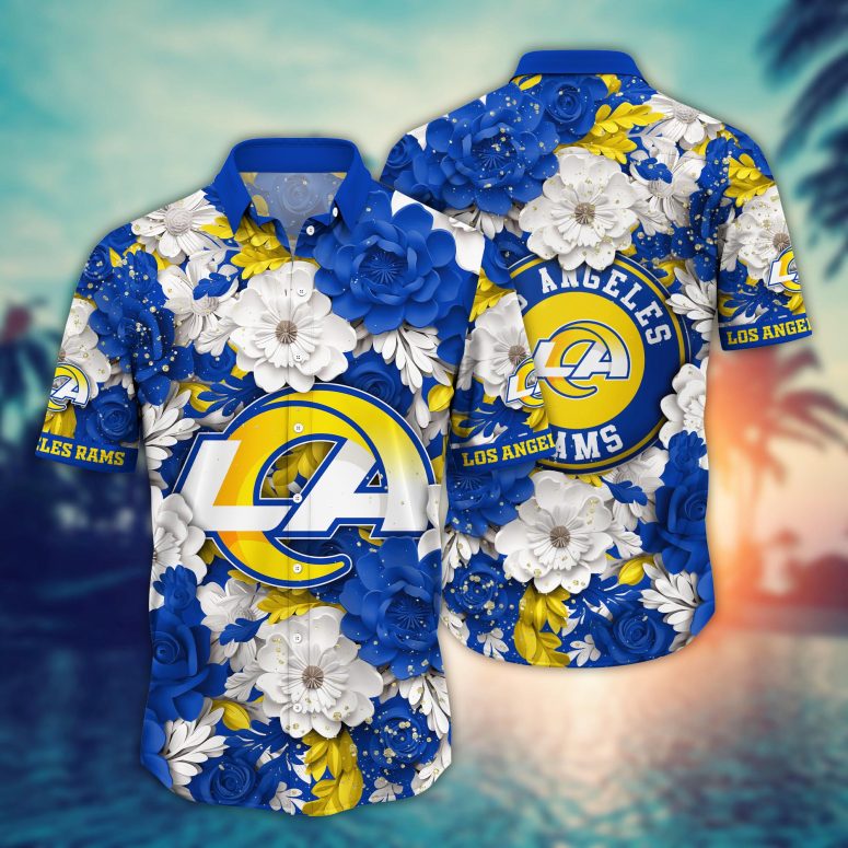 Los Angeles Rams Floral Elegance Hawaiian Shirt Los Angeles Rams Floral Elegance Hawaiian Shirt