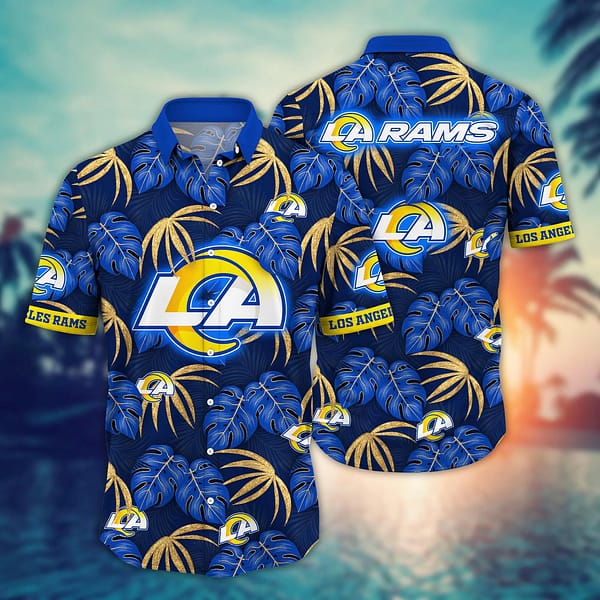 Los Angeles Rams Palm Tree Leaves NFL Football Team Hawaiian Shirt Los Angeles Rams Palm Tree Leaves NFL Football Team Hawaiian Shirt