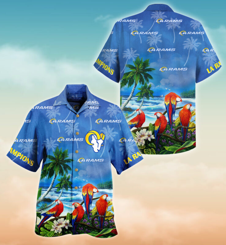 Los Angeles Rams Parrots Tropical Hawaiian Shirt Los Angeles Rams Parrots Tropical Hawaiian Shirt