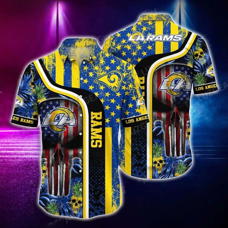 Los Angeles Rams Patriotic Tropical Hawaiian Shirt Los Angeles Rams Patriotic Tropical Hawaiian Shirt