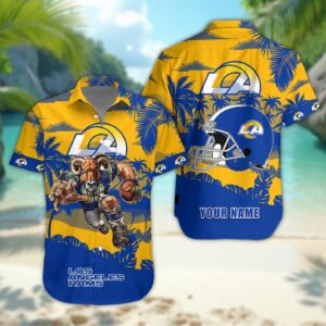 Los Angeles Rams Personalized Hawaiian Shirt ??Custom Name