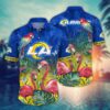 Los Angeles Rams Pink Flamingo NFL Football Team Hawaiian Shirt