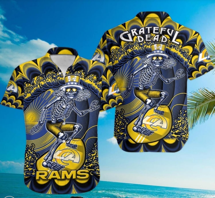 Los Angeles Rams Psychedelic Grateful Dead Hawaiian Shirt Los Angeles Rams Psychedelic Grateful Dead Hawaiian Shirt