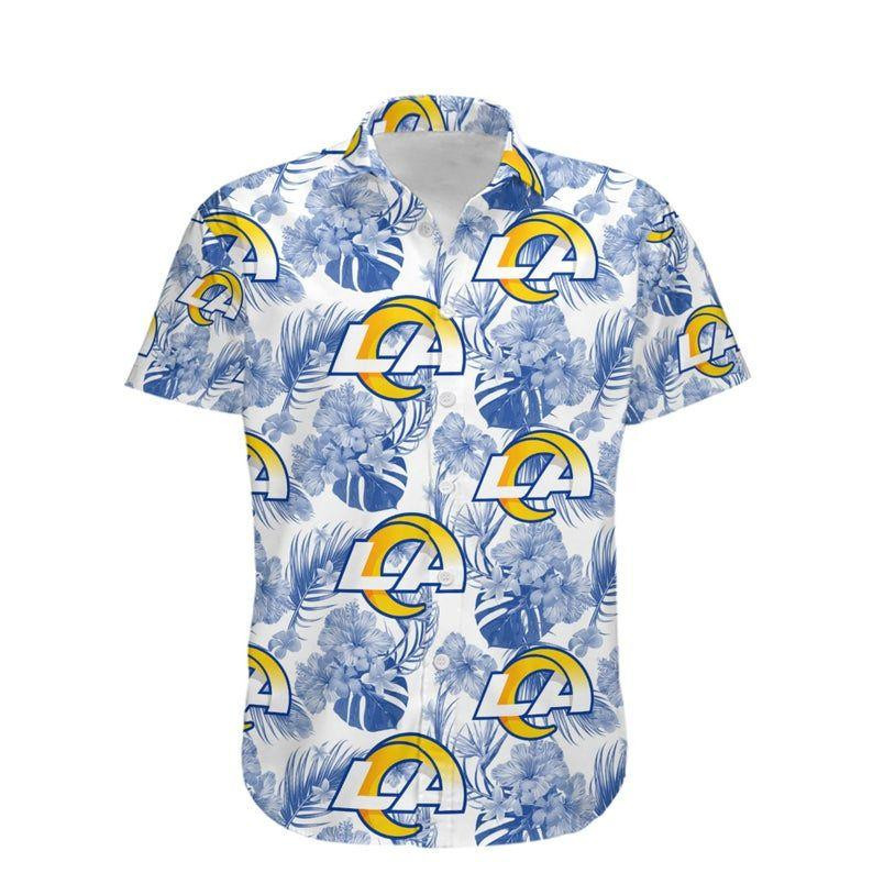 Los Angeles Rams Tropical Hibiscus Flowers Hawaiian Shirt Los Angeles Rams Tropical Hibiscus Flowers Hawaiian Shirt