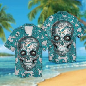 Miami Dolphins Calavera NFL Football Team Hawaiian Shirt